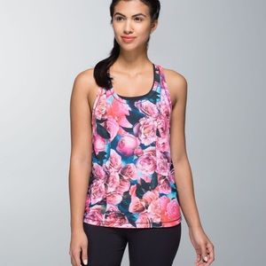 Lululemon Lightened Up Singlet Secret Garden/Black